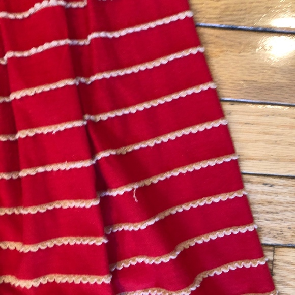 Anthropologie Red Scalloped Stripe Dress - Picture 5 of 6